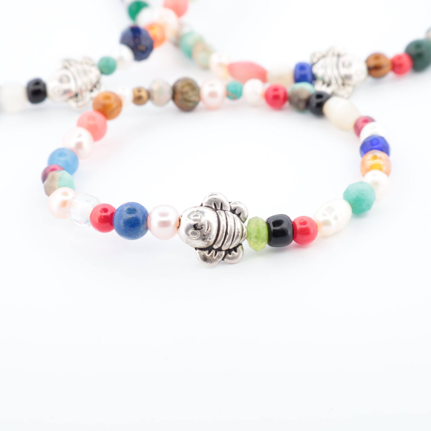 Bracelets Trio Bébé - Maman - Papa en Pierres Naturelles et Perles Argent Motif "Abeille"