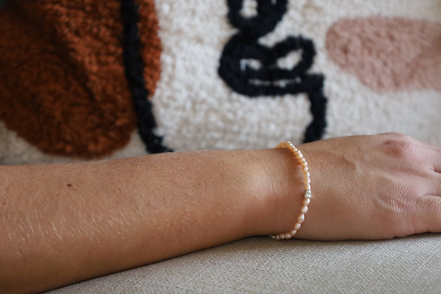 Bracelet Perles d'Eau Douce "Grain de Riz" et Perle Argent