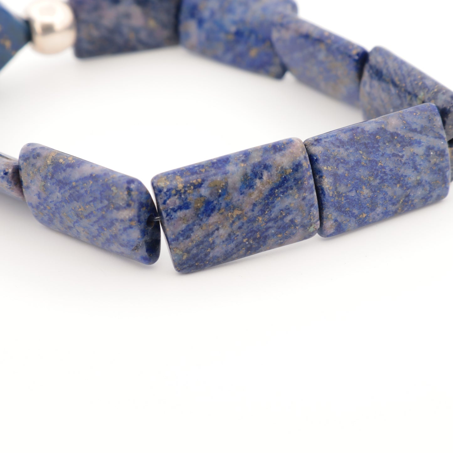 Bracelet en Lapis-Lazuli, Motifs "Piques" Face à Face et Perles Intercalaires Argent