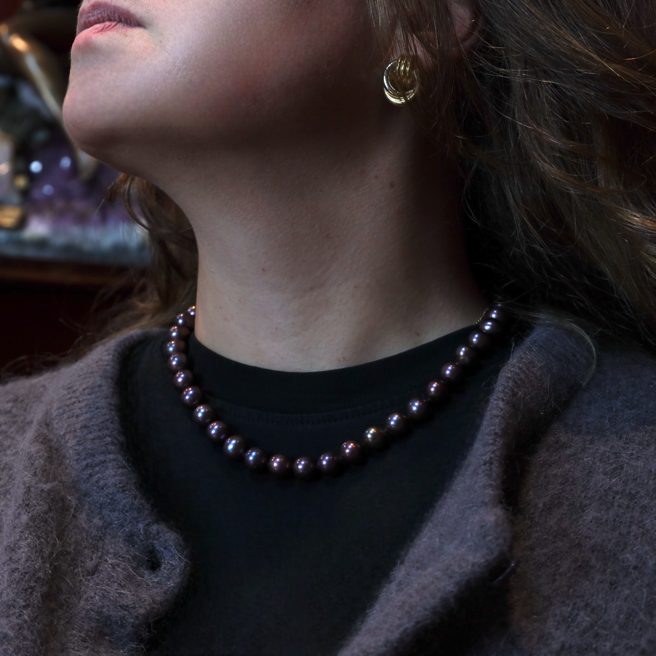 Collier Choker Perles Baroques d’Eau Douce Noires