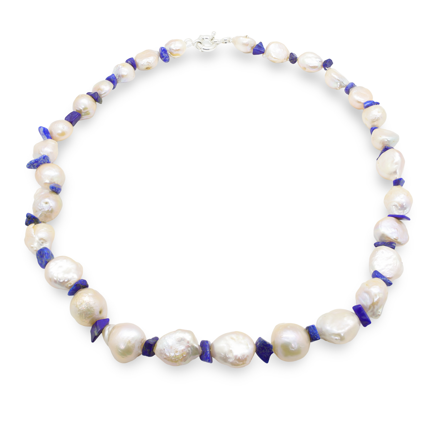 Collier Perles Baroques d'Eau Douce, et Perles Baroques de Lapiz-Lazuli