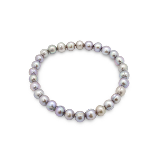Bracelet Perles Baroques d'Eau Douce Grises Saumonées