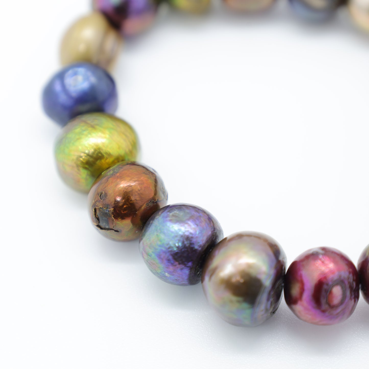 Bracelet Perles Baroques d'Eau Douce Irisation Multicolore et Perle Intercalaire Argent