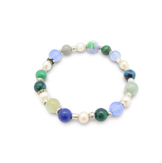 Bracelet Perles Baroques d'Eau Douce, Perles en Pierres Naturelles et Perles Intercalaires en Argent