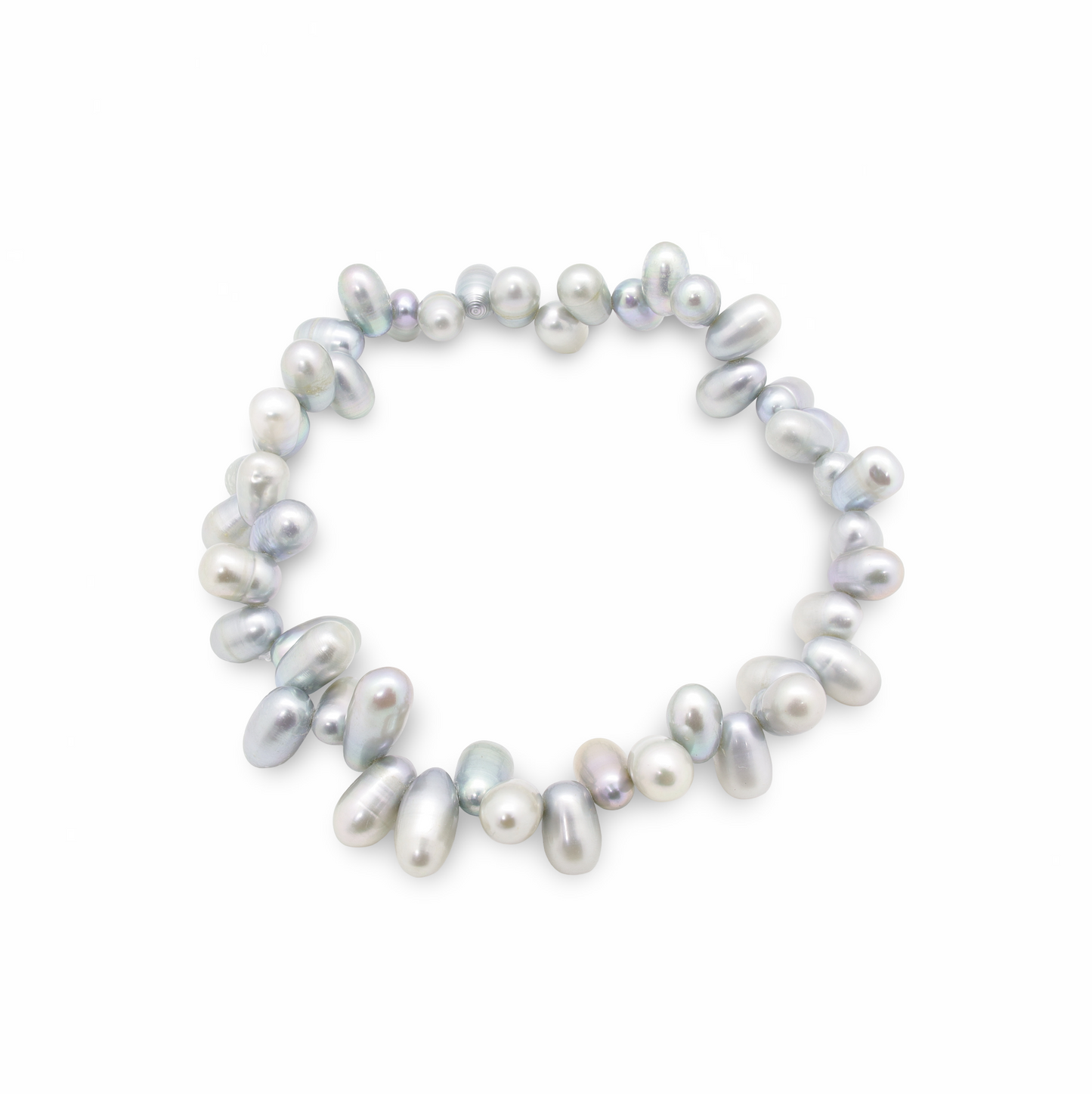 Bracelet Perles d'Eau Douce Grises Perlées en Quinconce