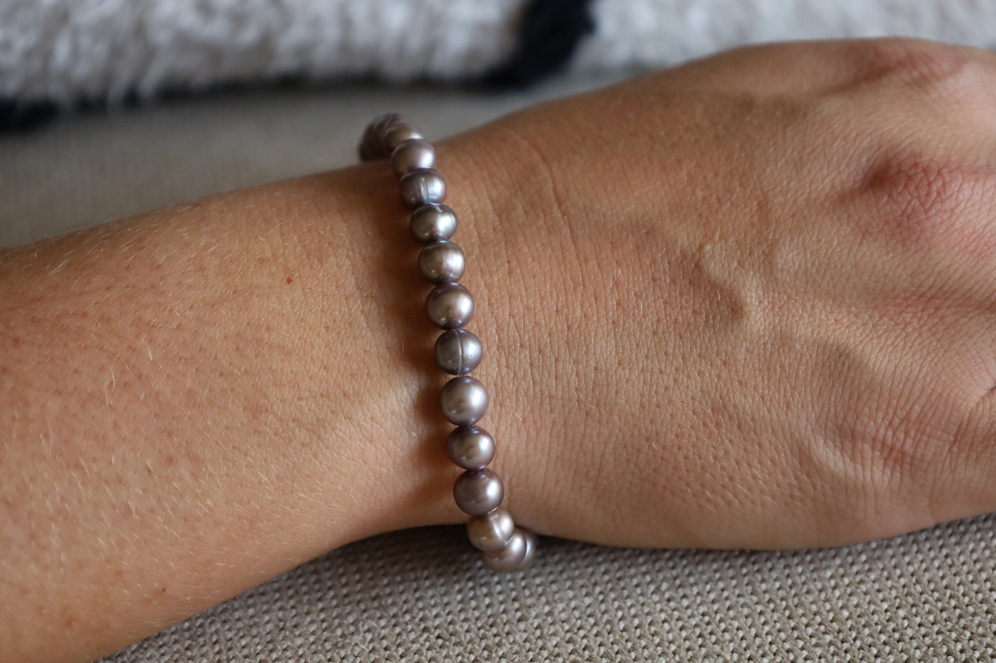 Bracelet Perles Baroques d'Eau Douce Grises Saumonées