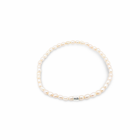 Bracelet Perles d'Eau Douce "Grain de Riz" et Perle Argent