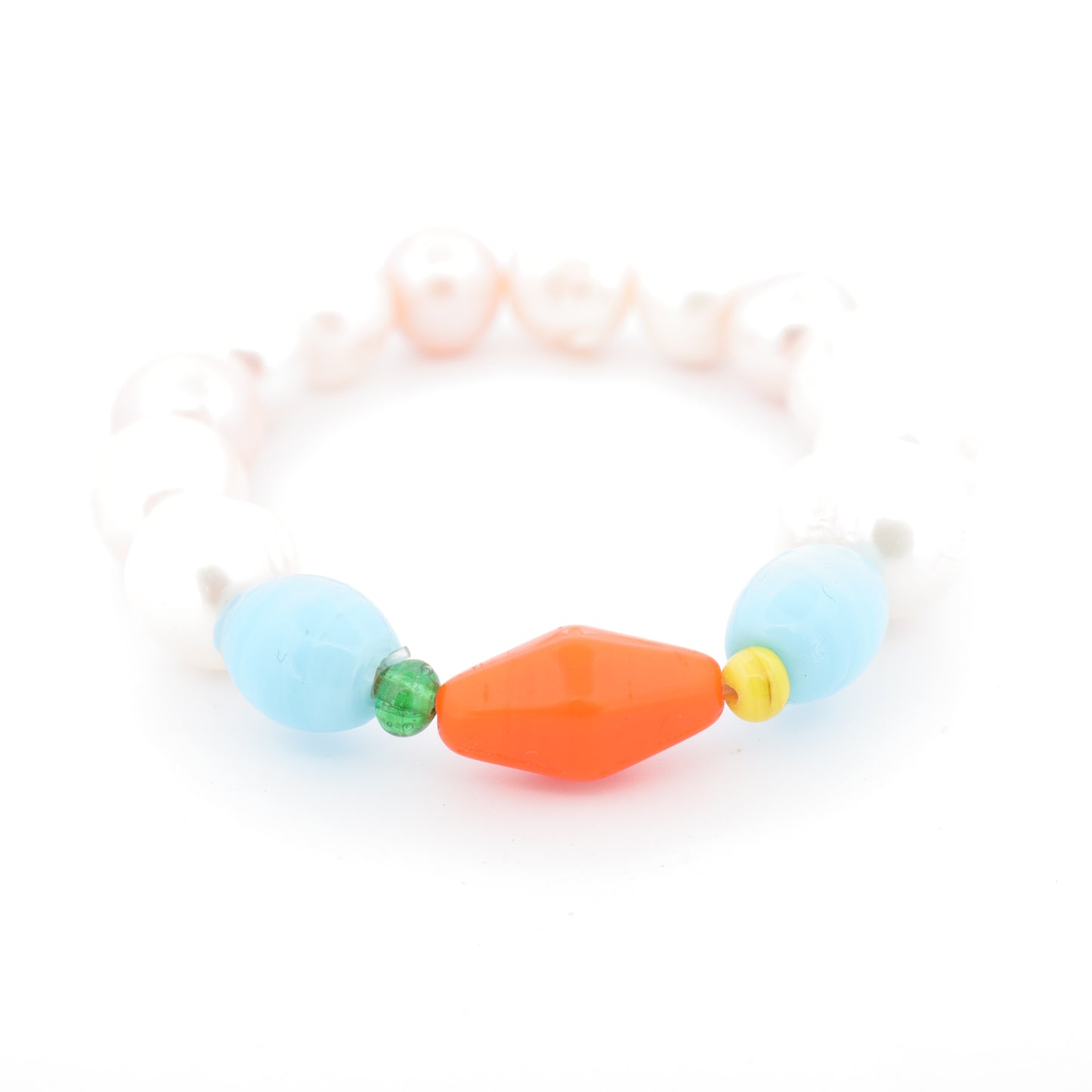 Bracelet Perles Baroques d’Eau Douce et Pâte de Verre Multicolore