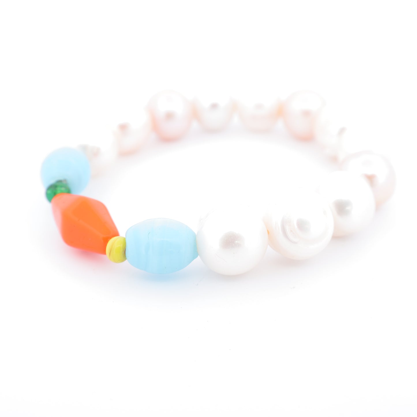 Bracelet Perles Baroques d’Eau Douce et Pâte de Verre Multicolore