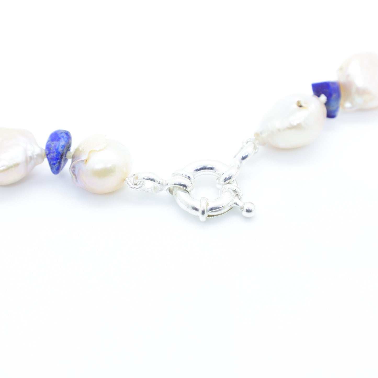 Collier Perles Baroques d'Eau Douce, et Perles Baroques de Lapiz-Lazuli