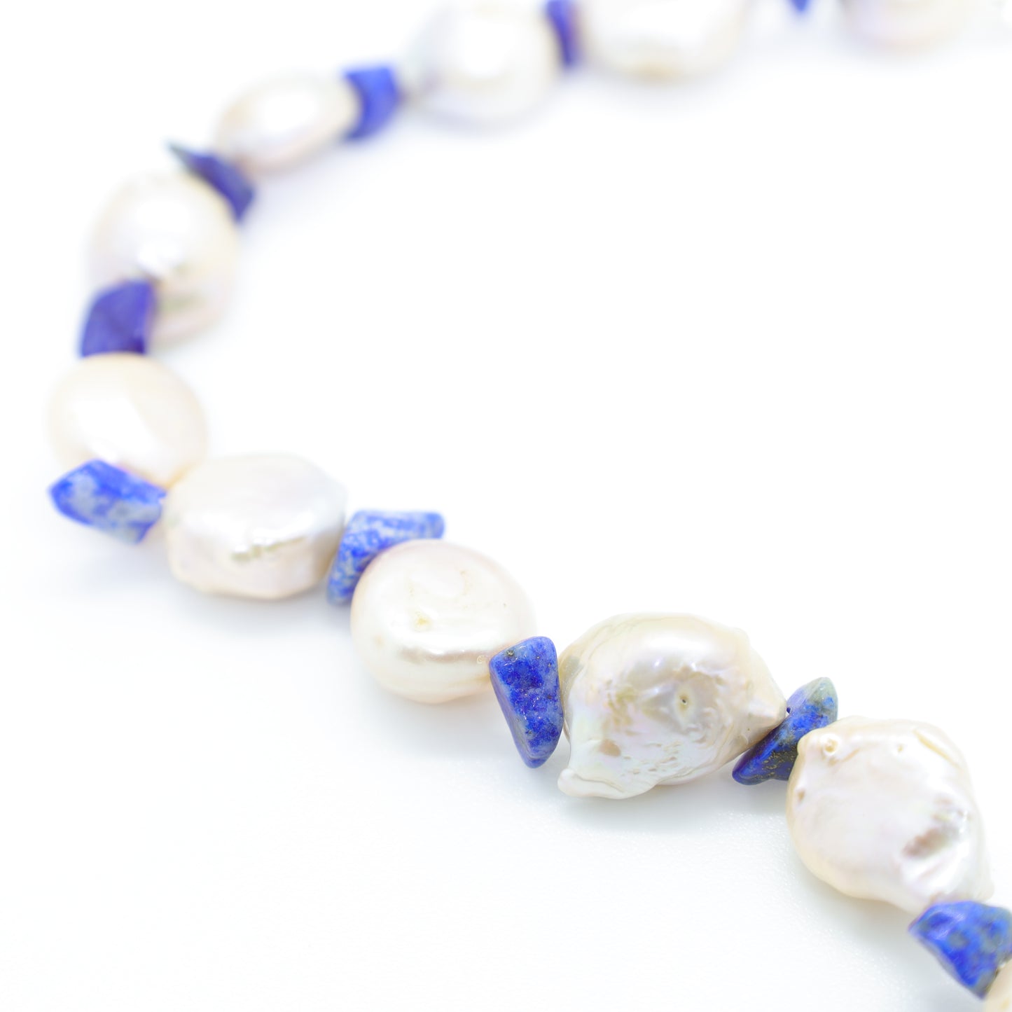 Collier Perles Baroques d'Eau Douce, et Perles Baroques de Lapiz-Lazuli