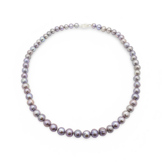 Collier Choker Perles Baroques d'Eau Douce Gris Violine