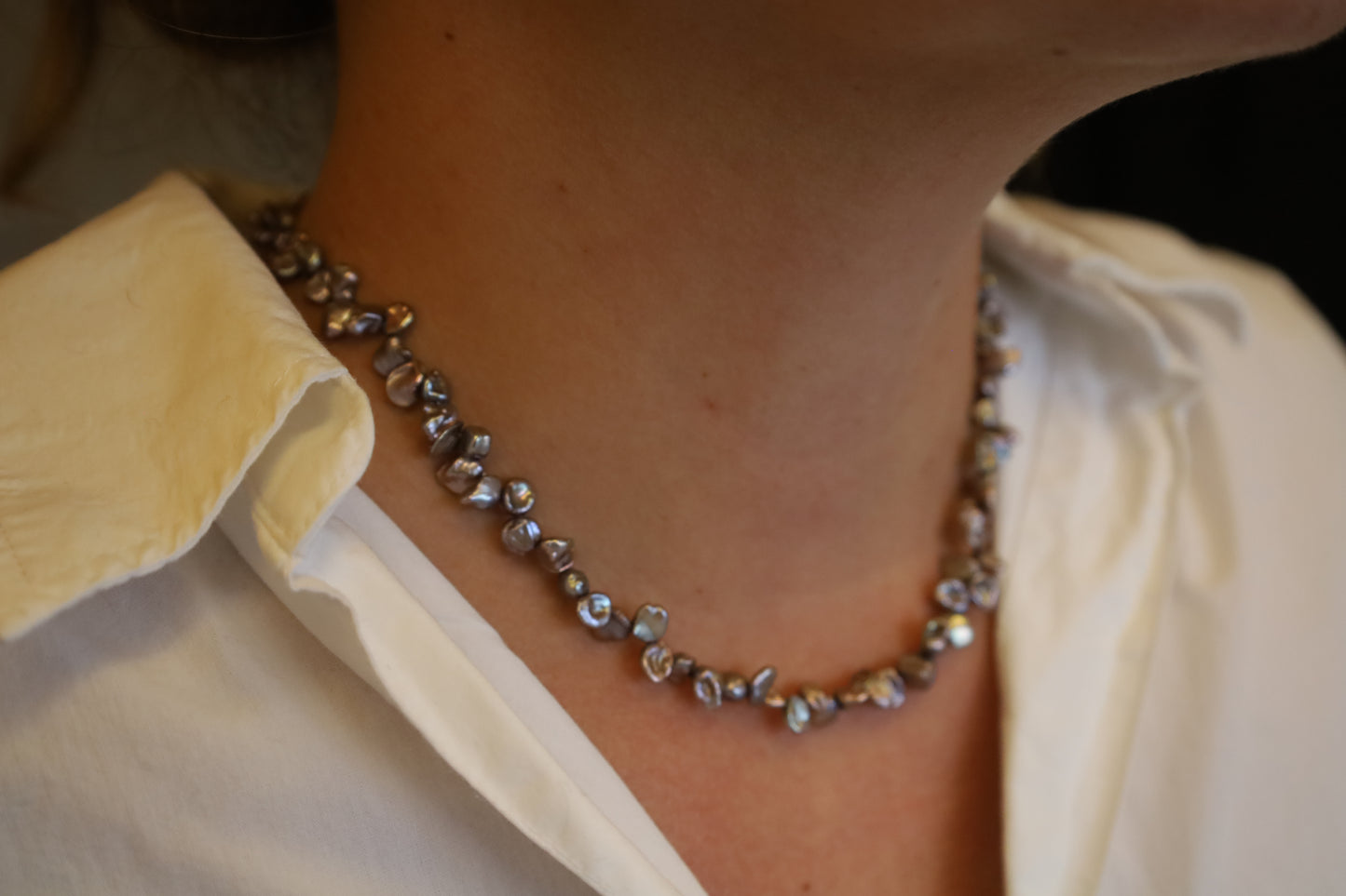 Collier Perles Keshi d'Eau Douce Violine